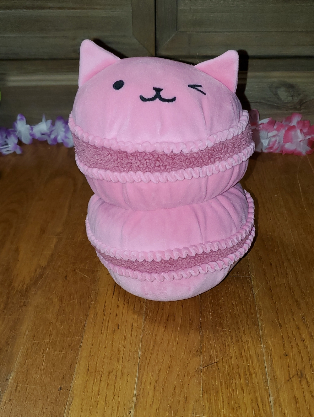 Pillowfort Pink Cat Macaron Plush